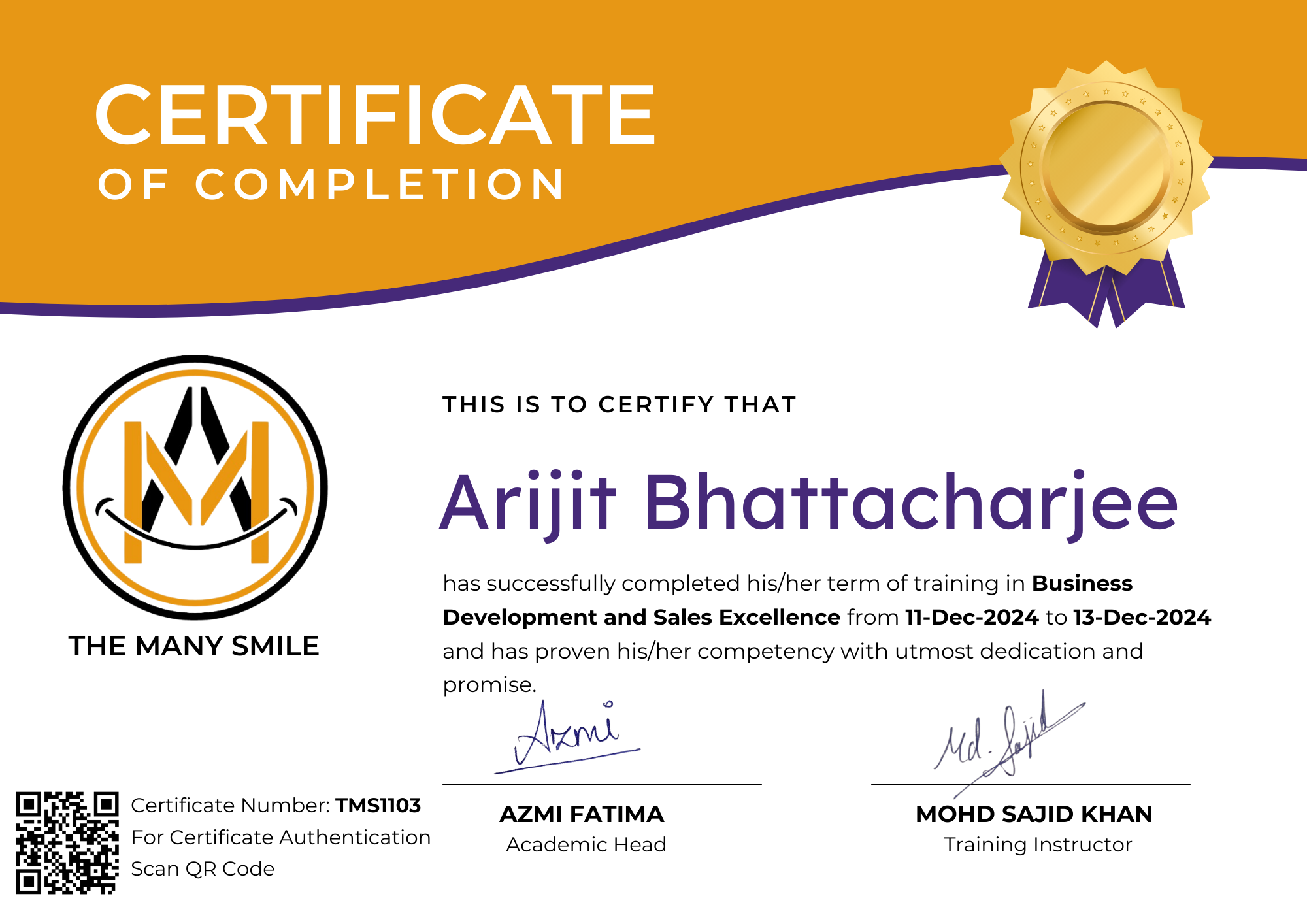 Business Development and Sales Excellence Certification
