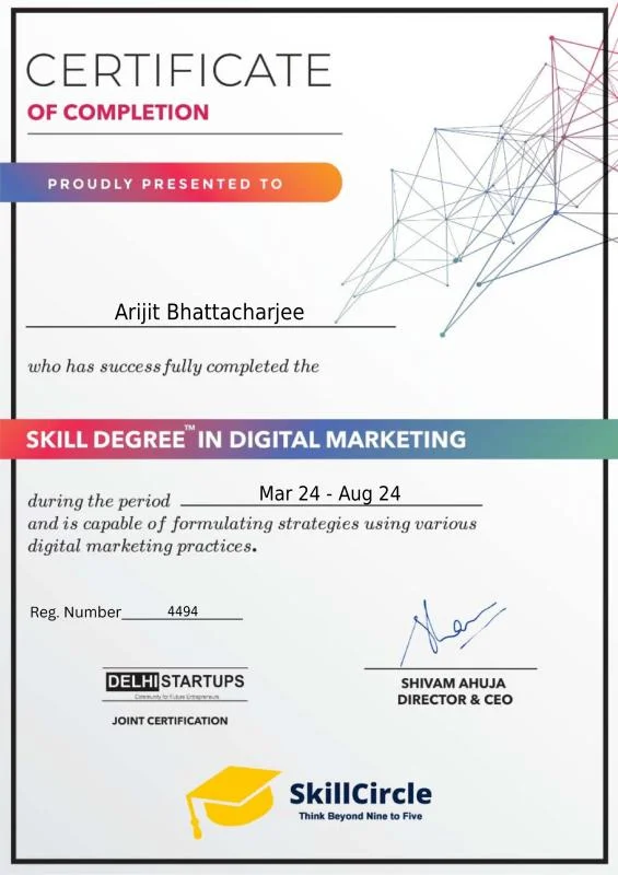 Digital Marketing Skill Degree Certificate