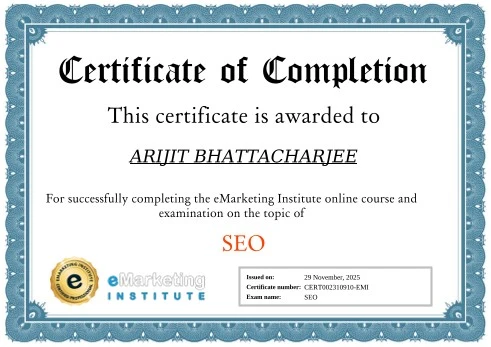 SEO Certificate - eMarketing Institute
